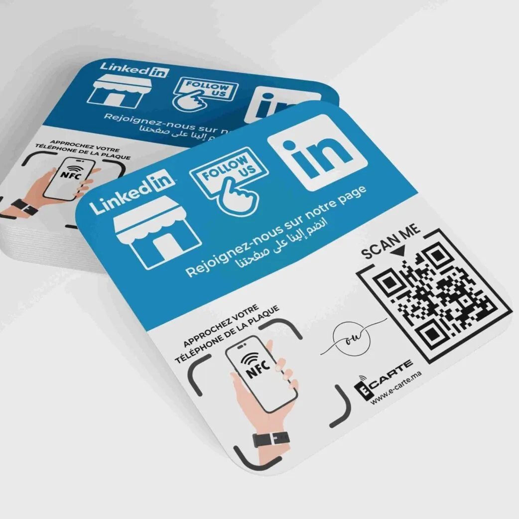 Plaque NFC LinkedIn personnalisée pour partager un profil professionnel