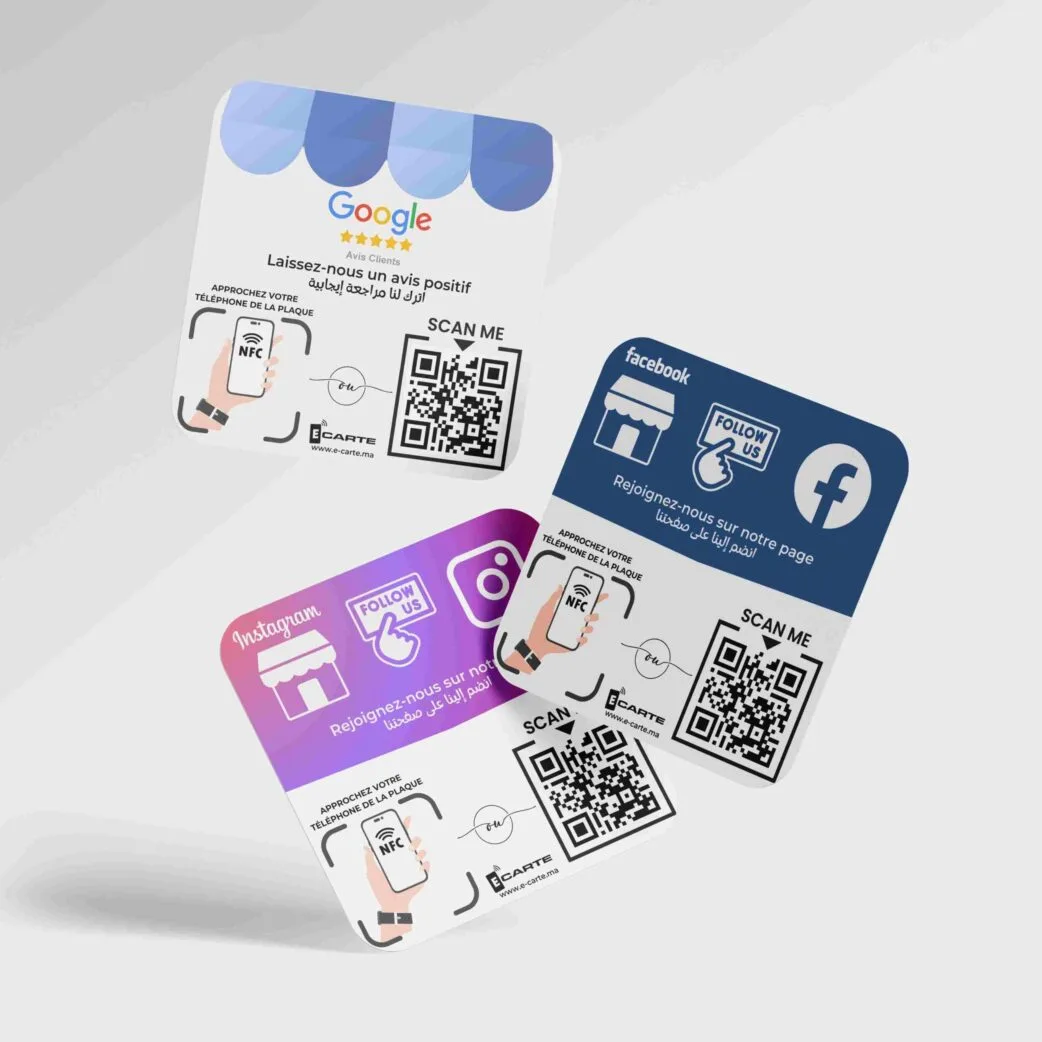 Pack de 3 plaques NFC personnalisées pour entreprise et commerce