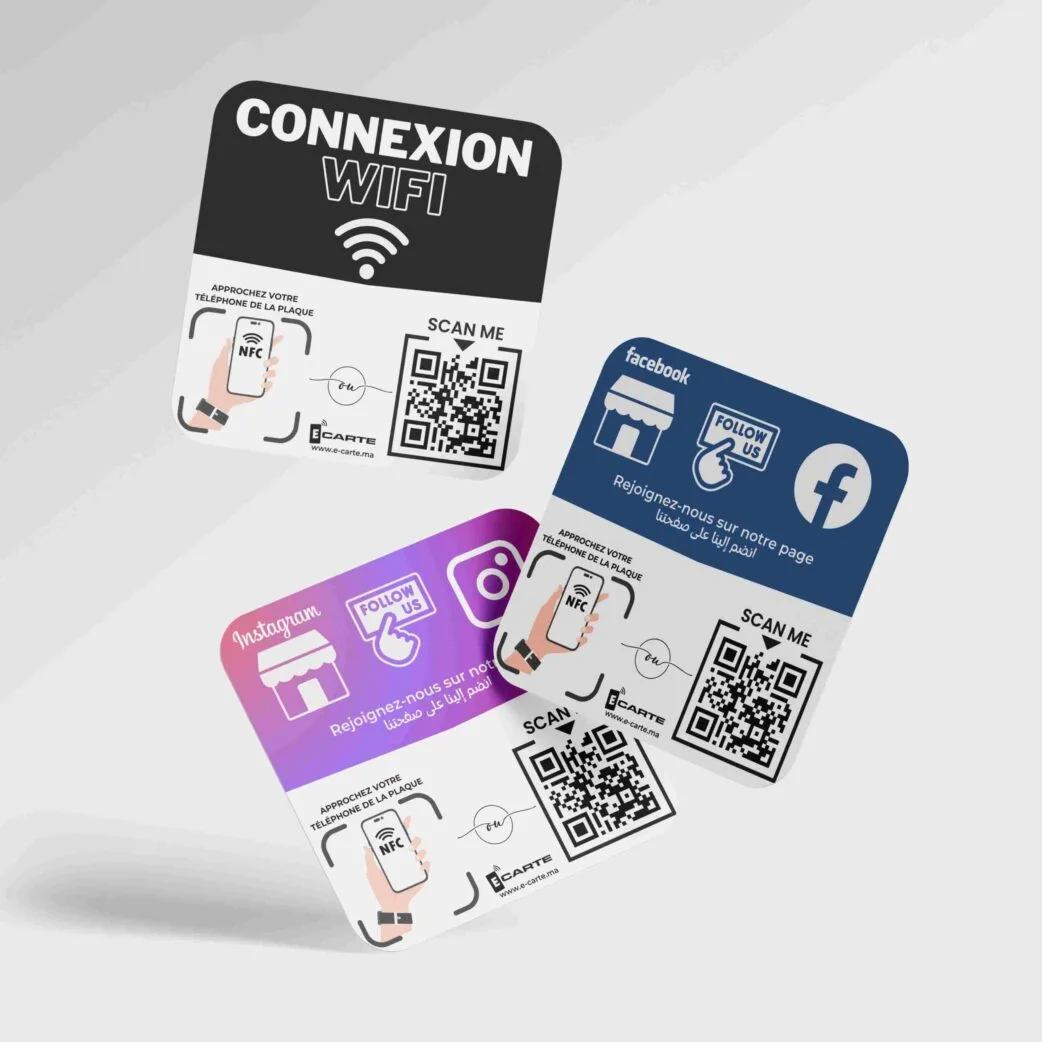 Pack de 3 plaques NFC personnalisées avec accès sans contact pour entreprise