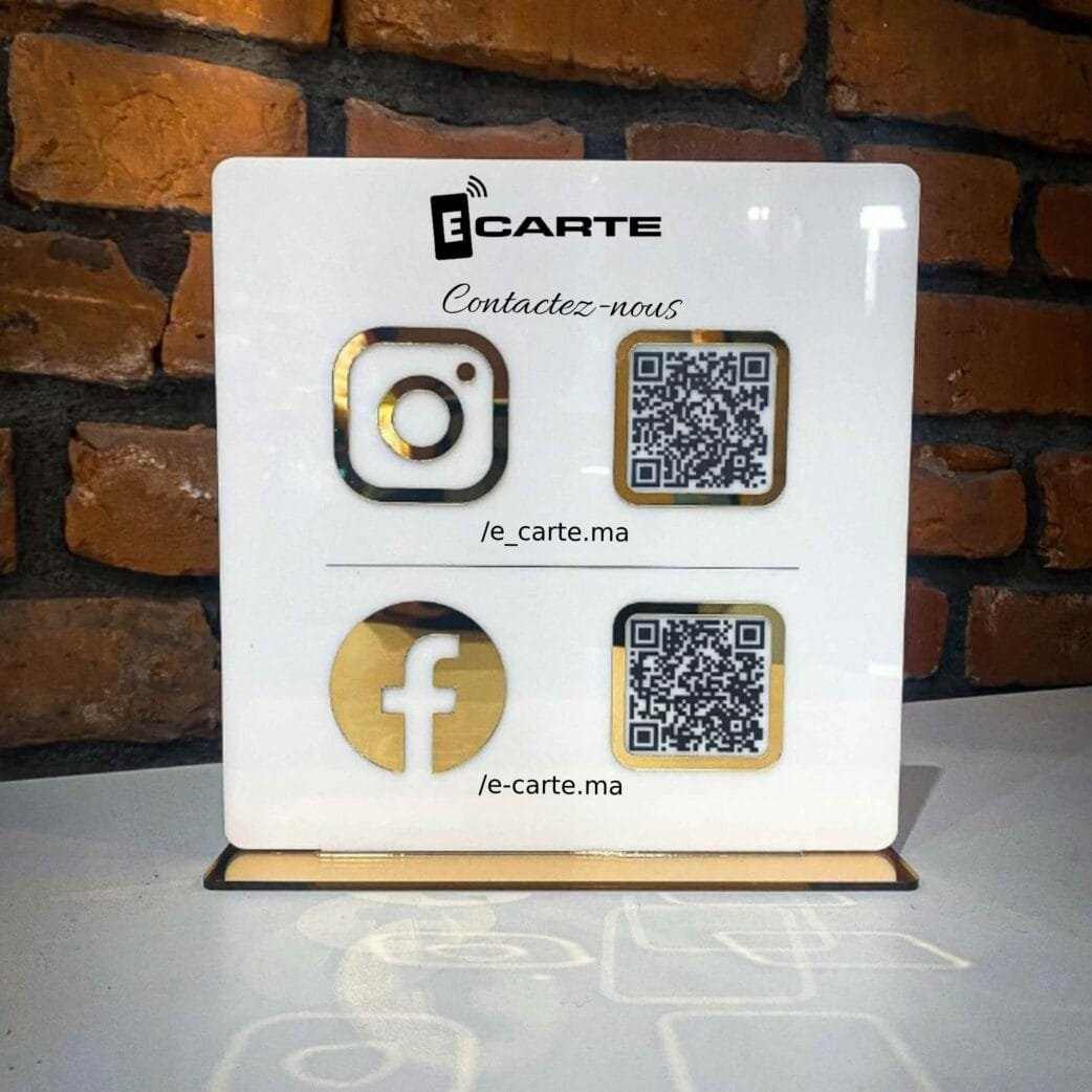 Panneau QR Code 3D blanc doré personnalisé