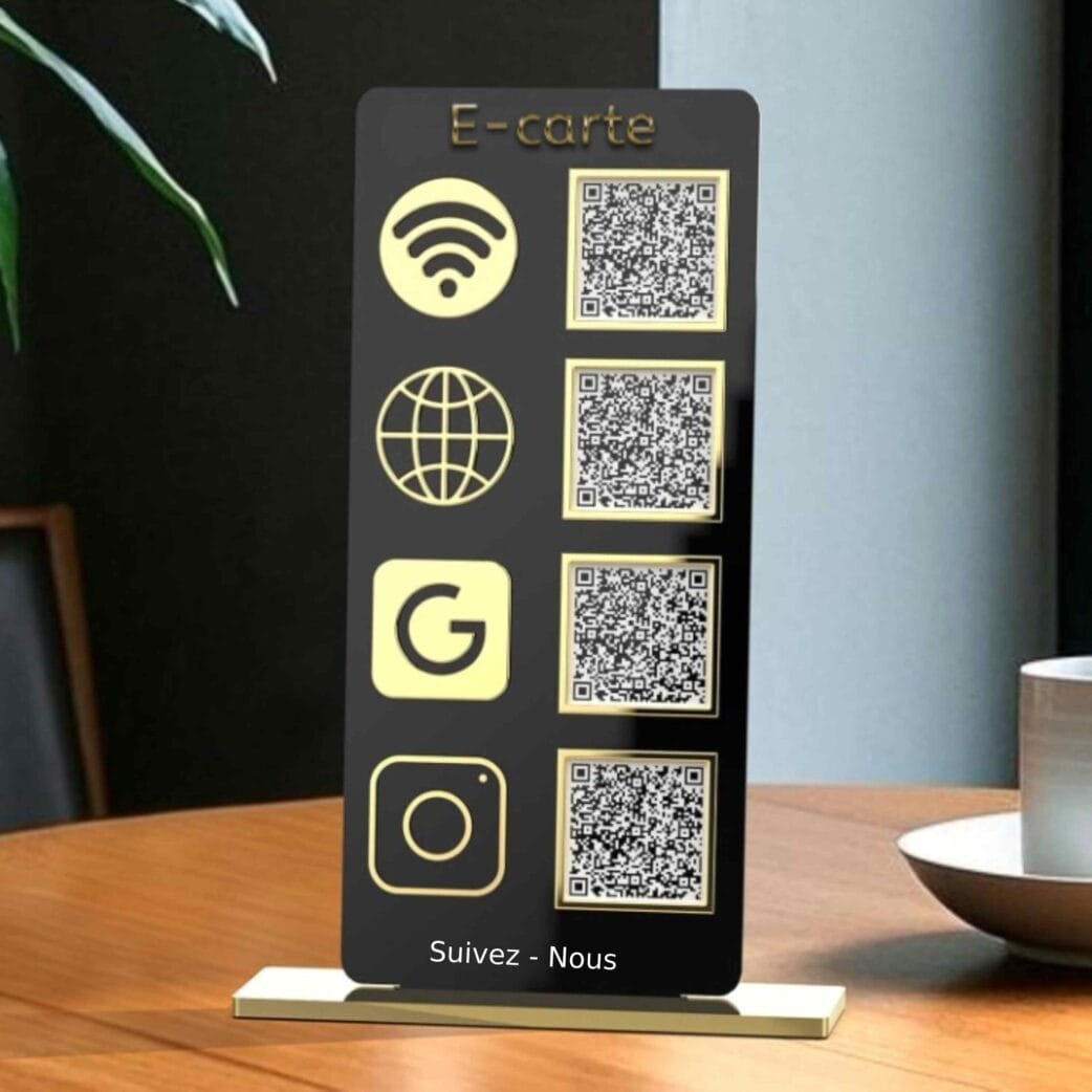 Panneau QR Code 3D quatre liens personnalisé