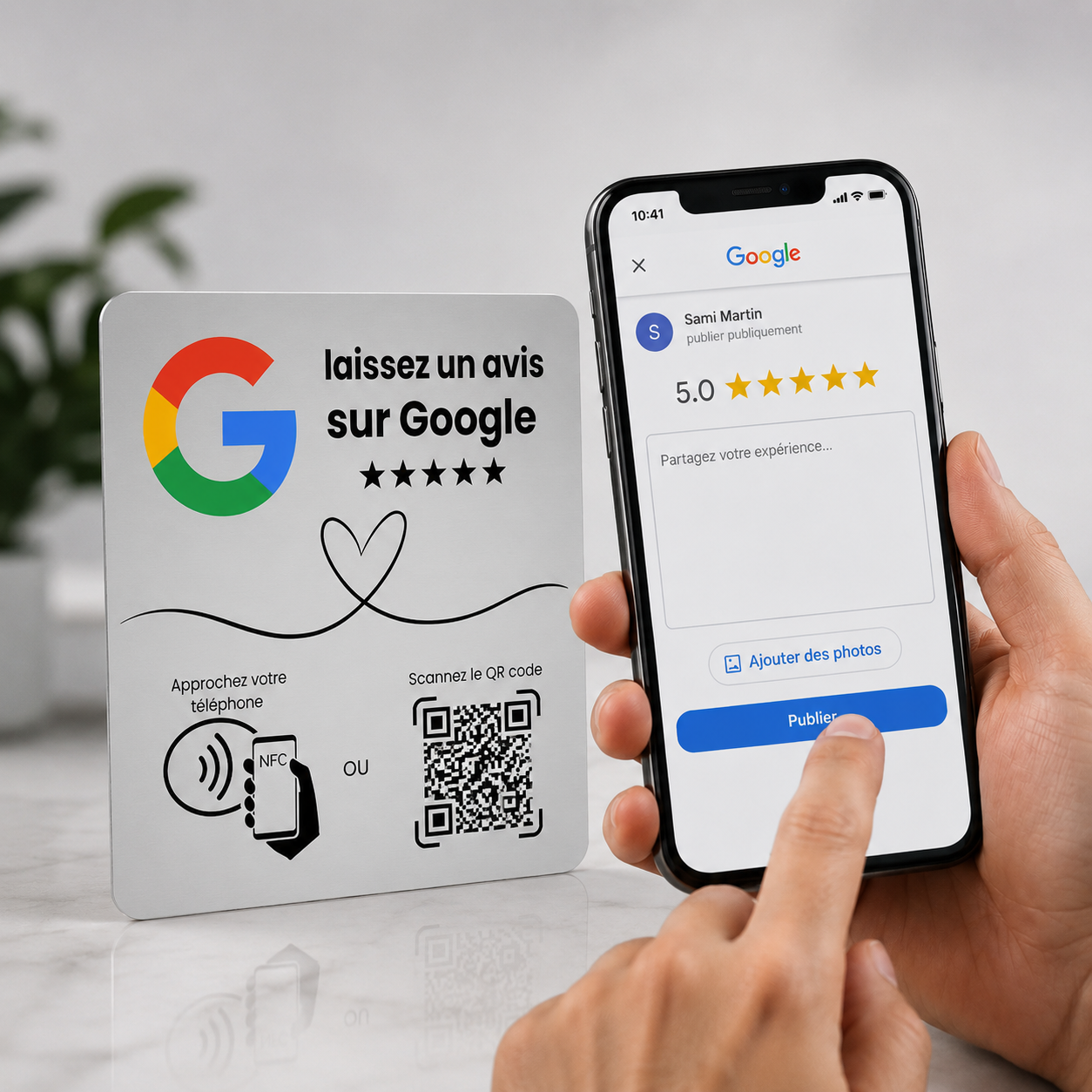 Plaque NFC & code QR Avis Google (Français) 2 Plaque NFC & code QR Avis Google (Français) – Image 2