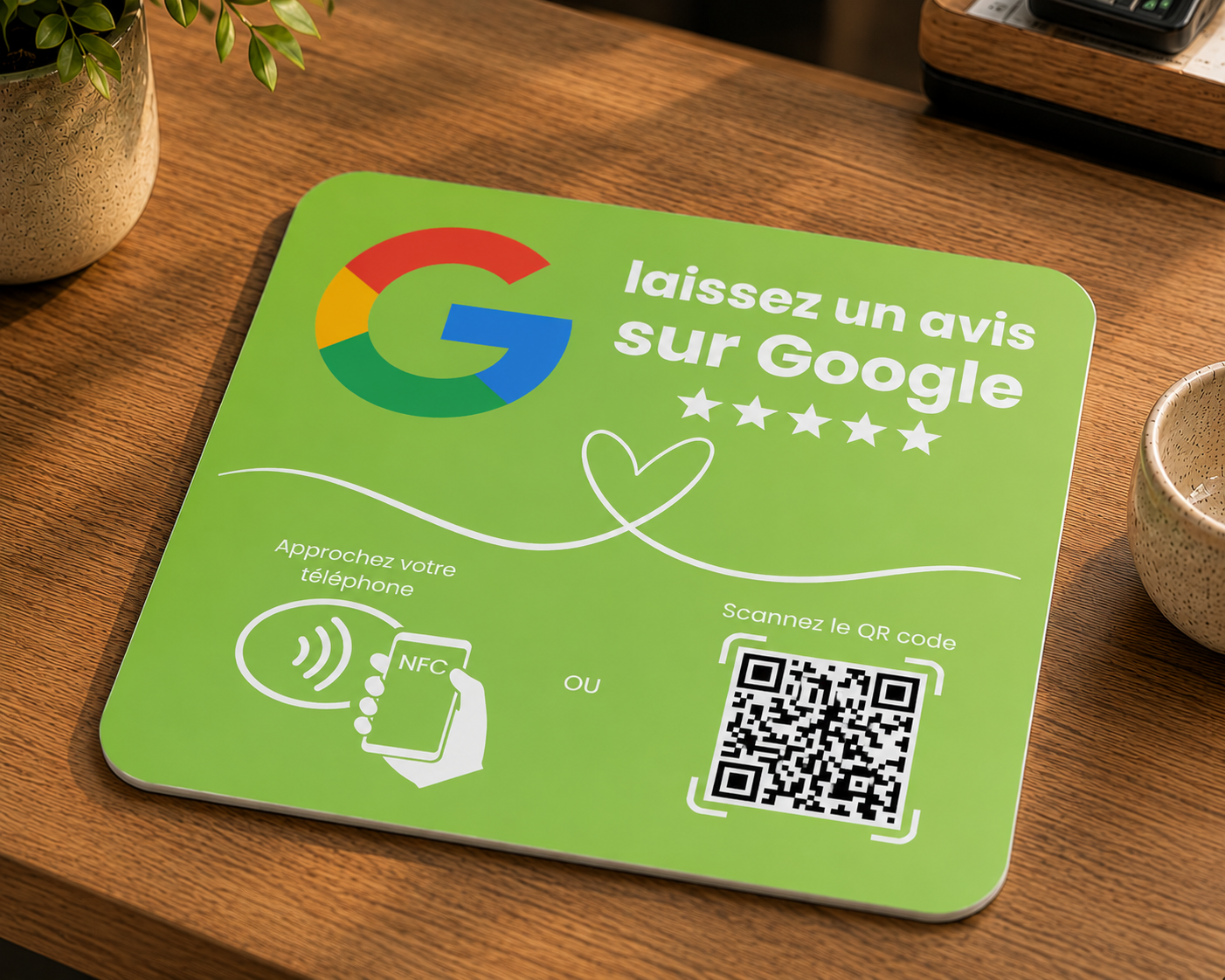 Plaque NFC & code QR Avis Google (Français) 1 Plaque NFC & code QR Avis Google (Français)